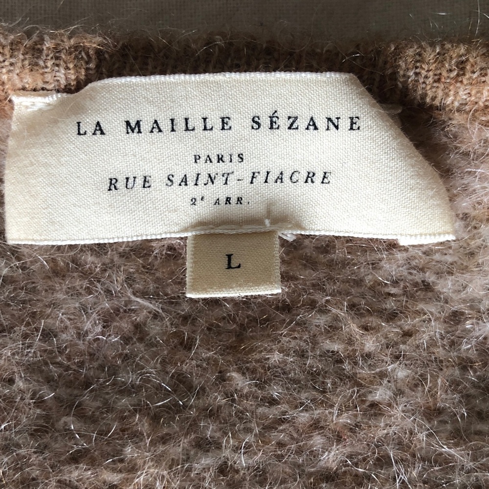 Sezane Pepy Cardigan Knit Tie-Front Sweater Vest in Tan Size 8 - Picture 3 of 7